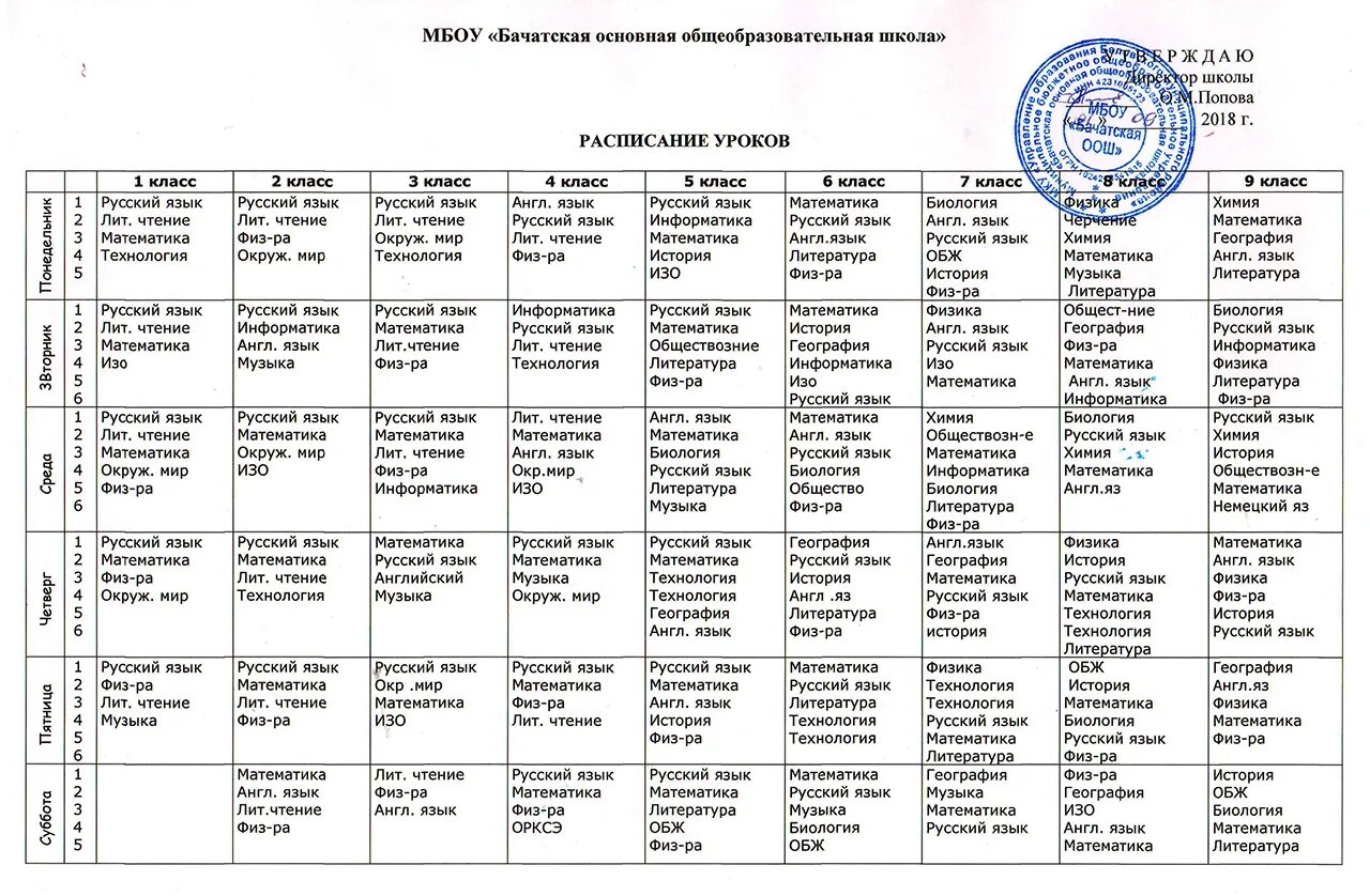 Расписание 8