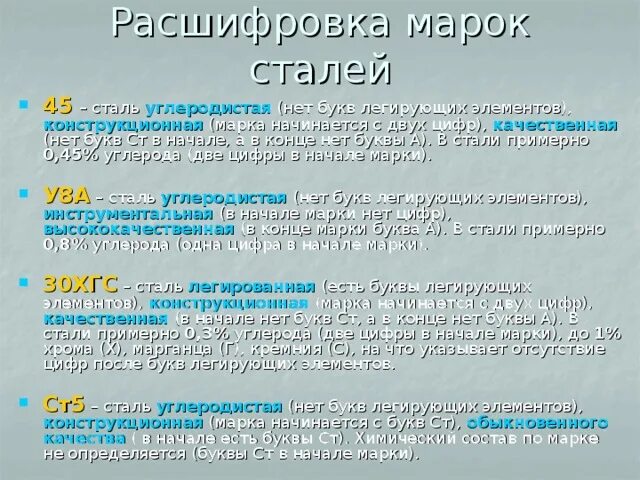 Х м расшифровка. Расшифровка марки стали. Сталь 30 расшифровка. Расшифровка марок сталей х2. Расшифровка марок сталей 60с2хфа.