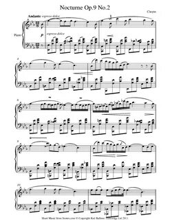 Chopin - Nocturne Opus 9. No.2 Sheet music for Piano - 8notes.com Nokturno,...