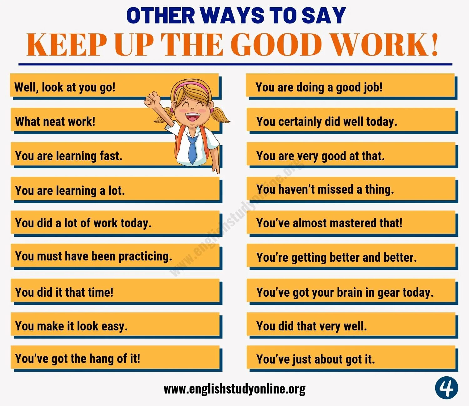 Keep up the good. Ways to say good job. Good job other ways. Good job synonyms. Other ways to say.