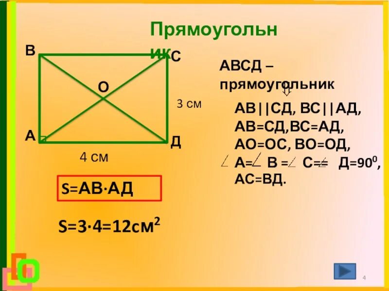 Площадь прямоугольника авсд равна 45. Прямоугольник АВСД. АВ+СД=вс+ад. АВ+вс+СД. Периметр АВСД.