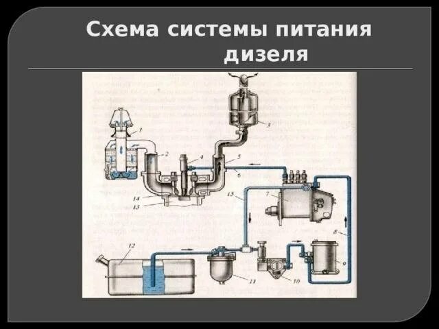 Схема классической системы питания дизеля с ТНВД. Схема системы питания дизельного топлива. Система питания дизеля требования. Принципиальная схема системы питания дизельного двигателя. Устройство системы питания дизельного