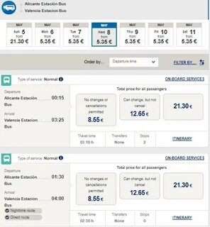 Аликанте автобусы расписание