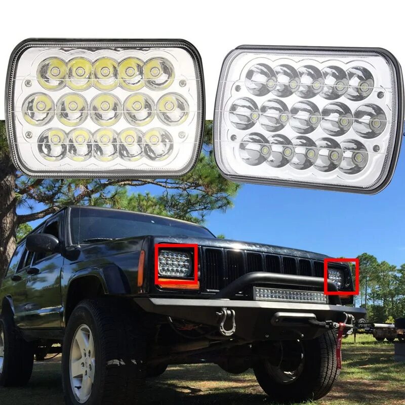 Купить светодиодную фару 12. Jeep YJ led Headlights. Светодиодные фары Jeep Cherokee XJ. Led фары на Cherokee XJ. Светодиодная балка Jeep Cherokee XJ.