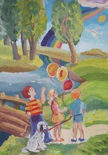 Город счастливого детства. Ветеран на лавочке. Мирный рисунок. Рисунок на тему счастливое детство. Счастливая семья на лугу.