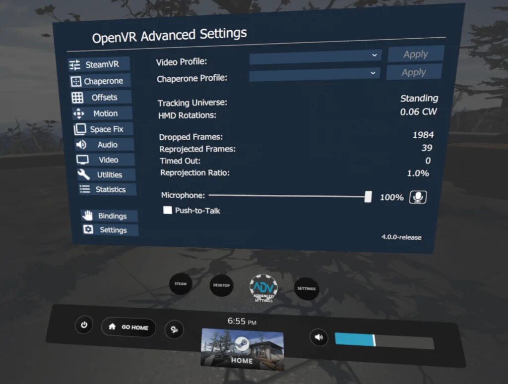 Advanced settings. Vr advanced settings. steam vr settings. ovr advanced settings. openvr.