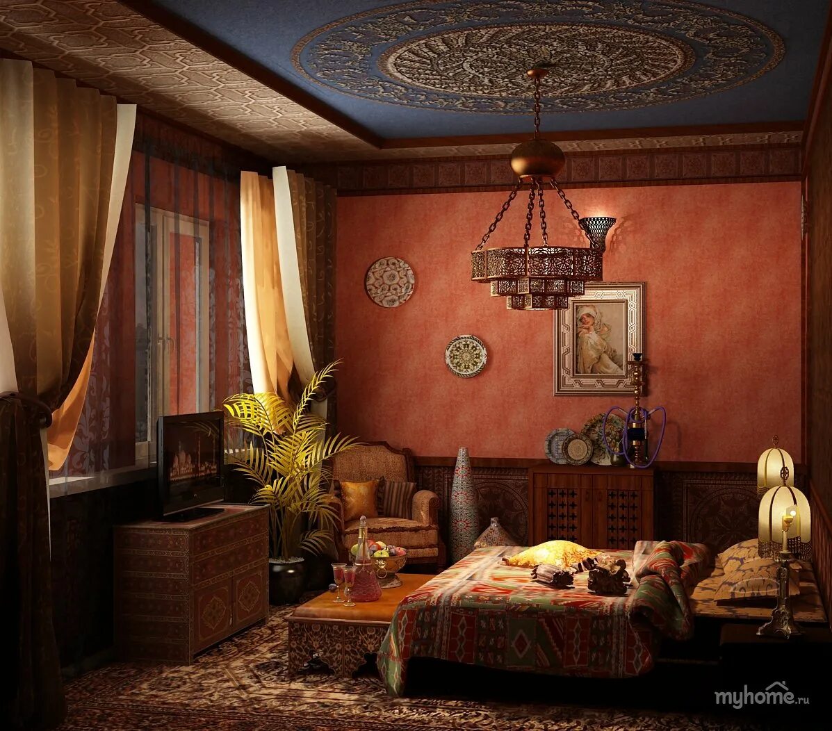 Шторы в восточном стиле: роскошь и очарование Tetos baixos, Decoração kitsch, In
