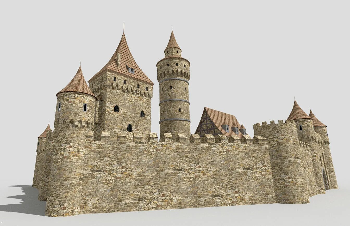 Замок 2 букв. Medieval Castle 3d. Средневековый замок 3d модель. Модель средневекового замка. Крепость 3d модель.