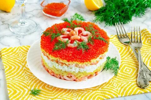 Рецепты салат царский с красной икрой