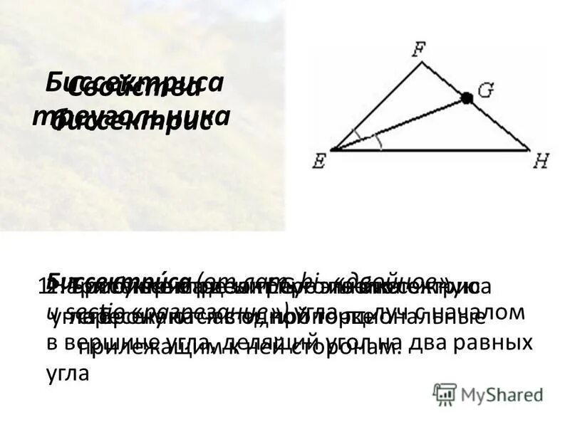 Биссектриса фигуры. Свойство биссектрисы внешнего угла. Свойство биссектрисы внешнего угла треугольника. Теорема о биссектрисе внешнего угла треугольника. Угол между высотами треугольника 7 класс.