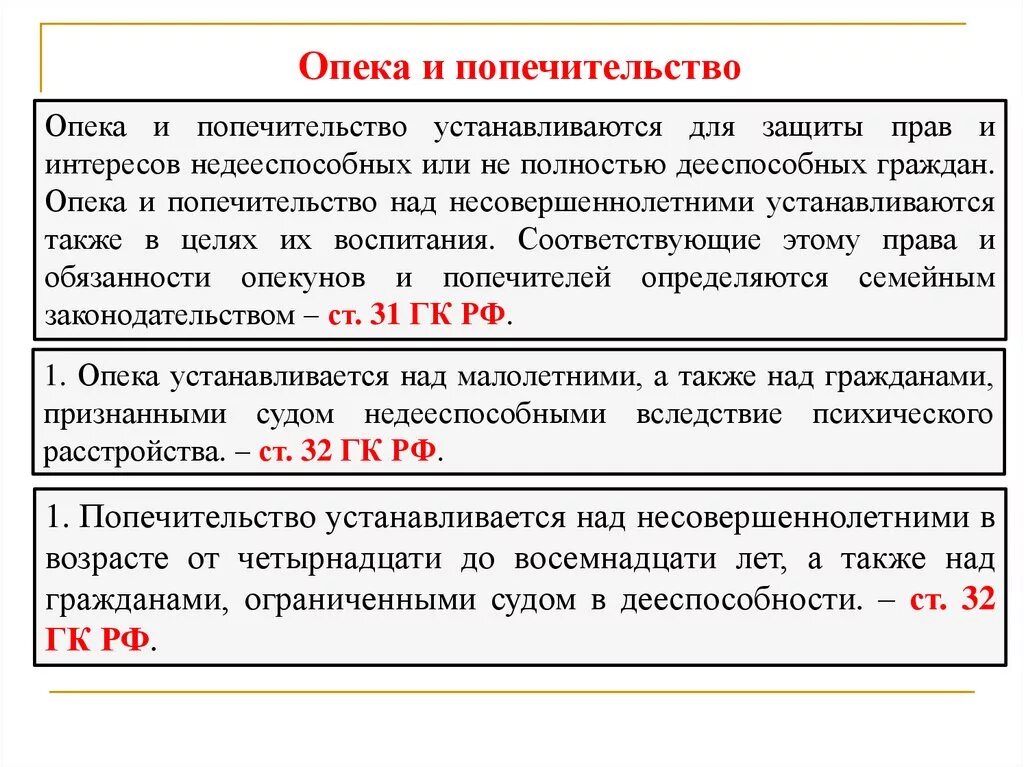 Опека и попечительство устанавливаются для защиты прав