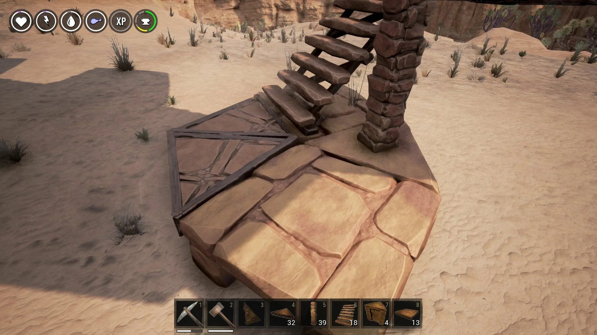 Conan как сделать кирпич. Conan exiles винтовая лестница. винтовая лестница в конан эксайл. арк конан. конан экзайл лестница.