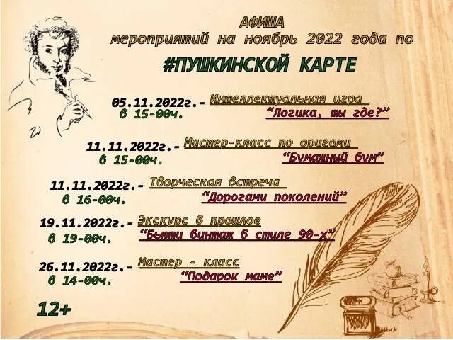 Сценарий по пушкинской карте. Пушкинская карта афиша мероприятий. Афиша событий по Пушкинской карте. Афиши по Пушкинской Кате. Мероприятия по Пушкинской карте.