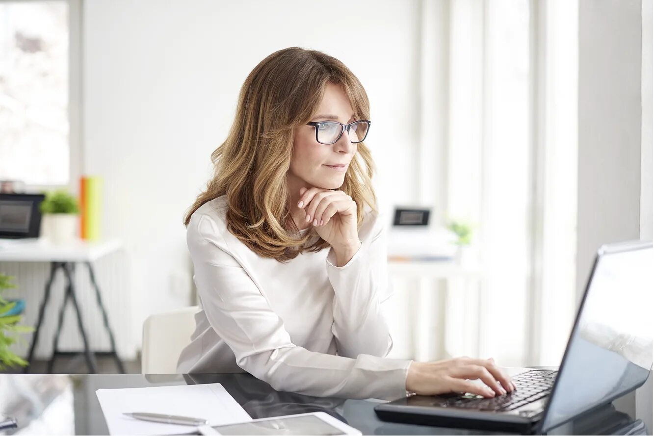 Is she on the computer