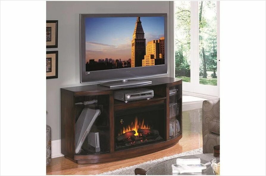 Электрический камин CLASSICFLAME Gotham 26. Электрический камин Electric Fireplace. Электрический камин под телевизором. Тумба под телевизор с камином.