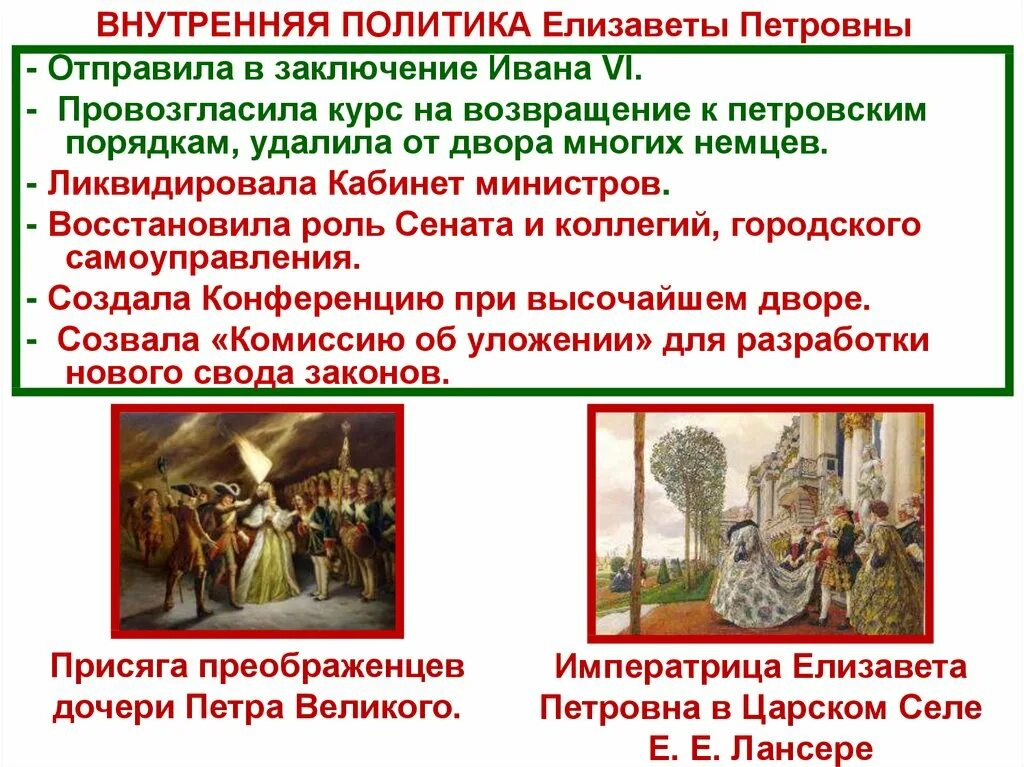 политика елизаветы петровны кратко