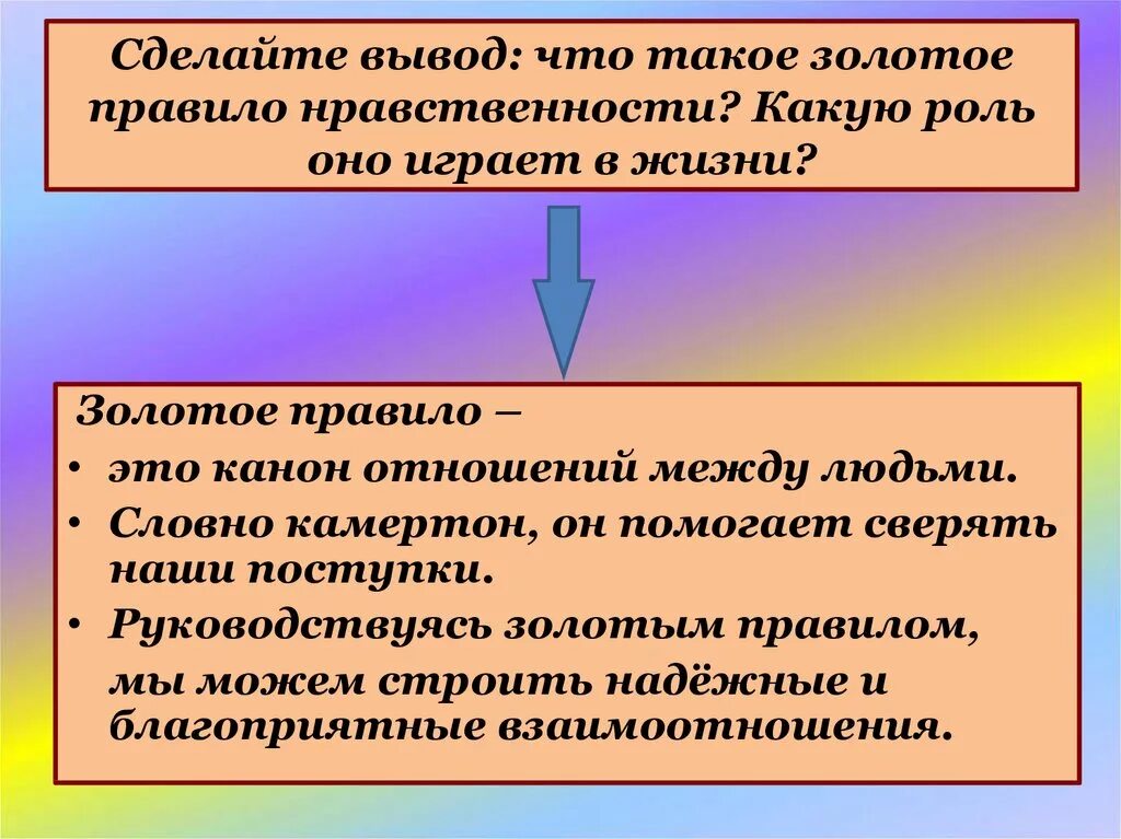 Нормы морали вывод. Золотое правило нравственности вывод. Вывод о золотом правиле нравственности. Чему учит золотое правило нравственности. Чему учит золотое правило.