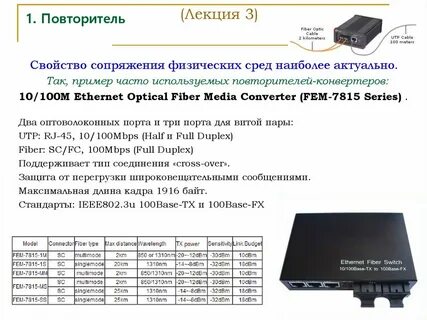 Характеристика репитеров
