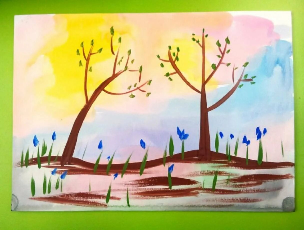 Конспект занятия весенний лес. Пейзаж для рисования для детей.