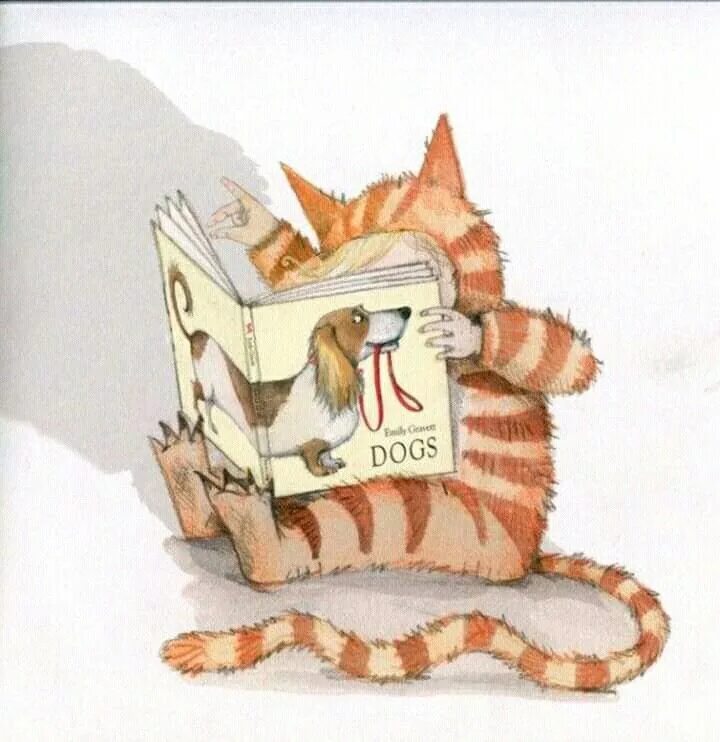 Cartoon cat reader