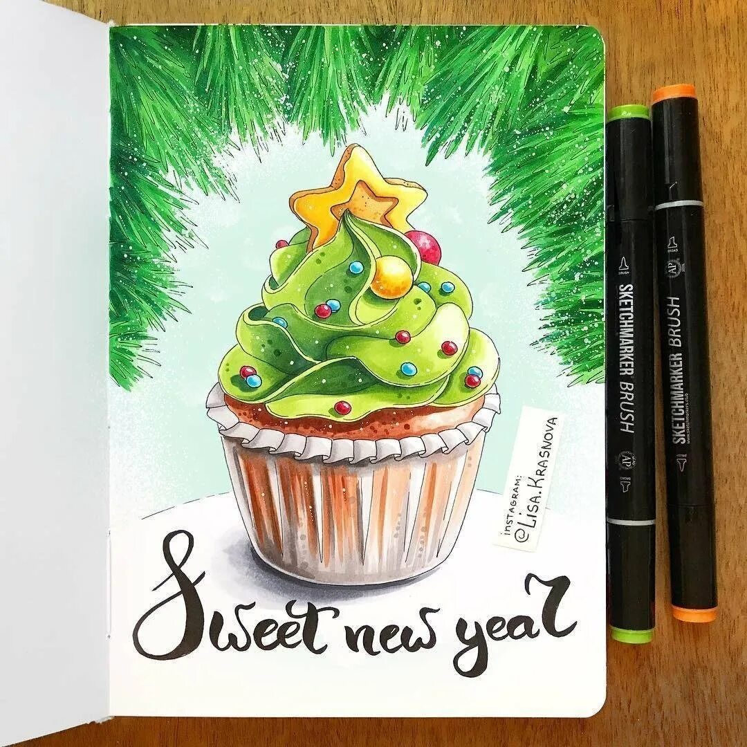 Новогодние скетчи маркерами. Рождественские скетчи маркерами. Новогодние скетчи маркерами. Новогодние иллюстрации маркерами. Новогодние скетчи лизы красновой.