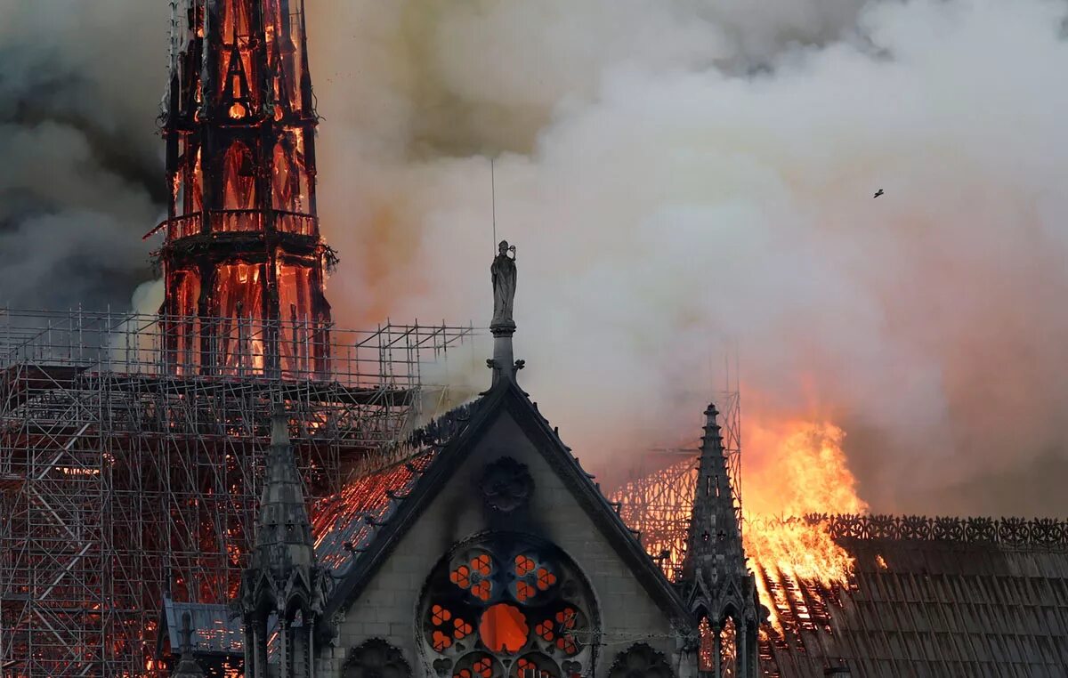 Пожар в соборе Парижской Богоматери (2019). Париж храм Парижской Богоматери пожар.