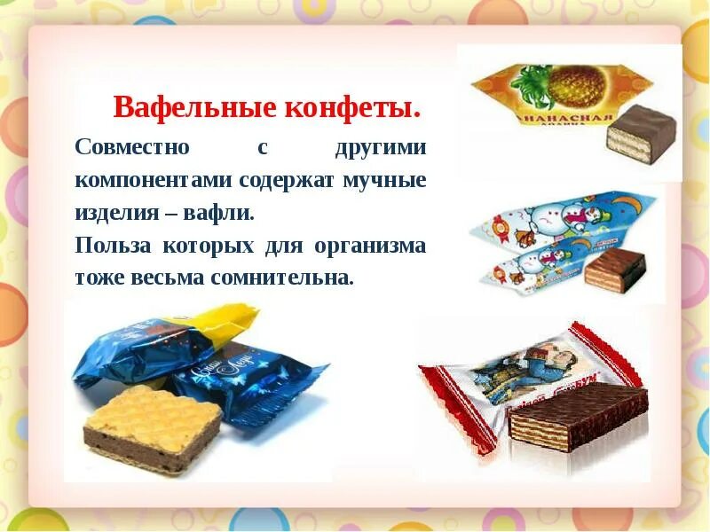 Вафельные конфеты. Вафельные конфеты для детей. Проект про конфеты. Конфеты для презентации.