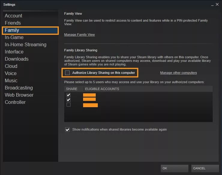 Как добавить в family library sharing. Семейный аккаунт стим. Поделиться библиотекой Steam. Семейный режим в стиме. Как сделать семейный аккаунт в стим.