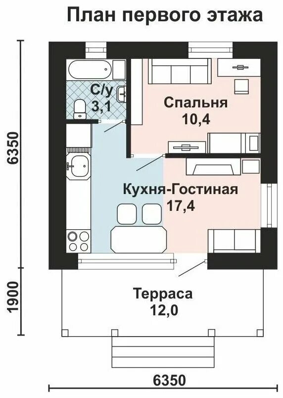 Проект дома 6х6 одноэтажный из газобетона Проект четырехкомнатного мансардного дома с электрическим котлом отопления S3-11