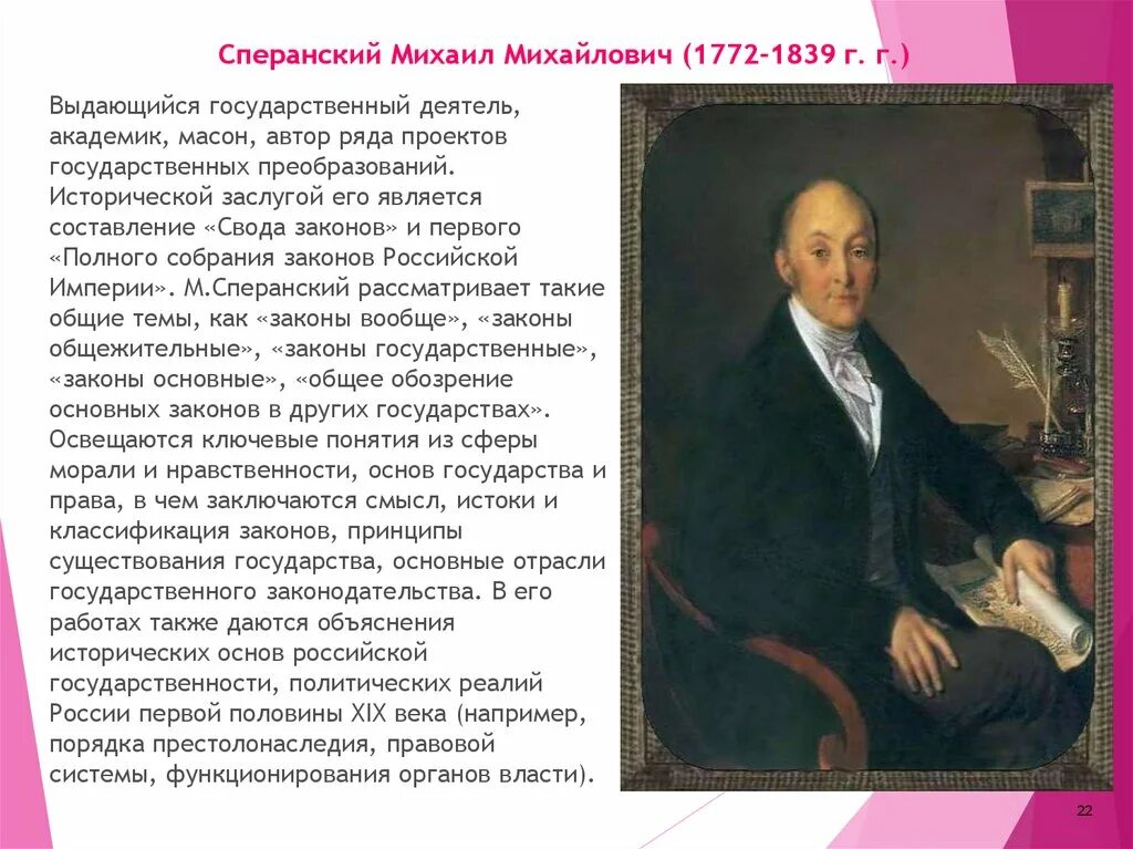 Кто руководил сводом. М.М. Сперанский (1772-1839). Сперанский 1812 год.