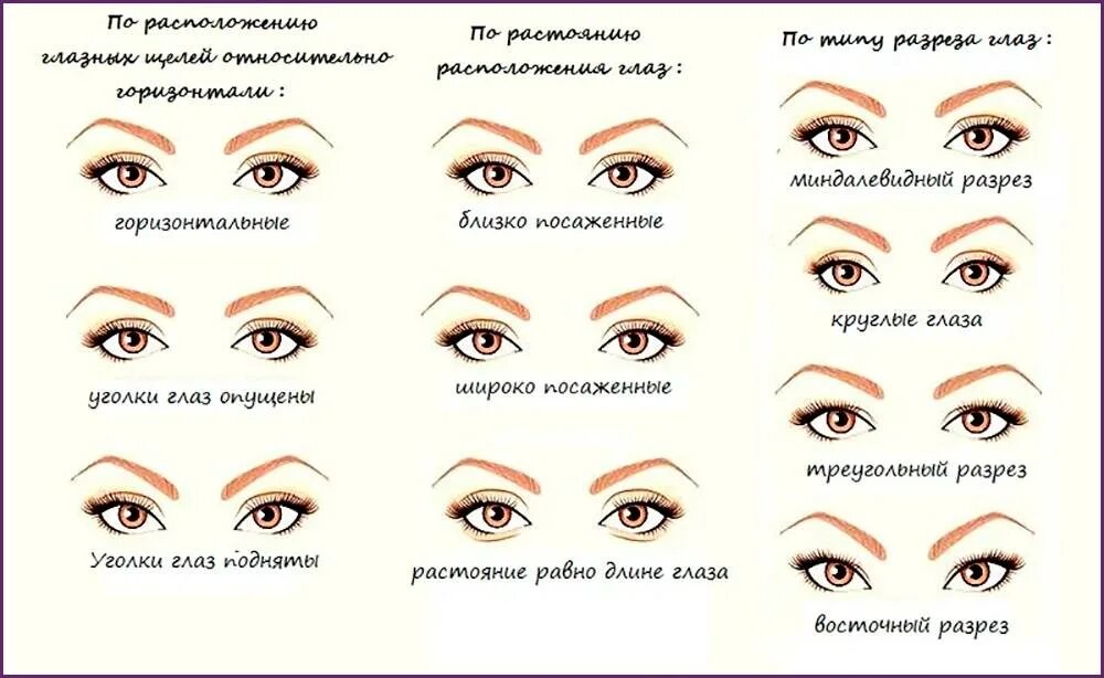Какой глазок лучше. Миндалевидные глаза формы глаз. Щелевидная форма глаз схема. Как определить Тип глаз. Типы разреза глаз.