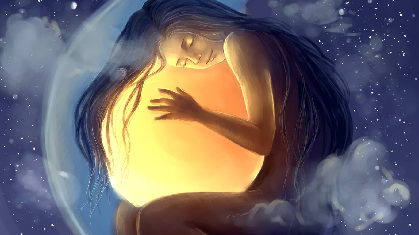 Девушка обнимает солнце. Женщина Луна. Счастливых снов. Мужчина солнце женщина Луна. Колыбельная для ангела