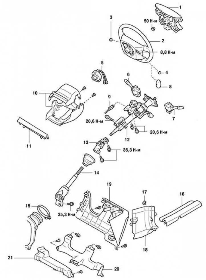 Steering gear - removal and installation (Toyota Camry XV20, 1996-2001) - "Chass