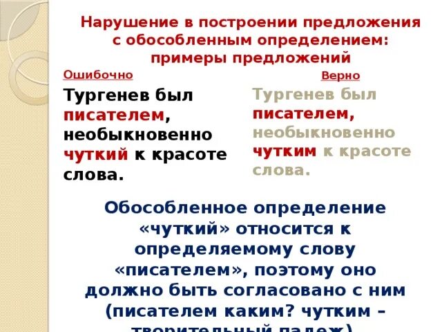 Предложение с обособленным определением из произведений. Нарушение в построении предложения с обособленным определением. Предложение с обособленным определением. Обособленное определение в предложении. Предложения с обособленными определениями.