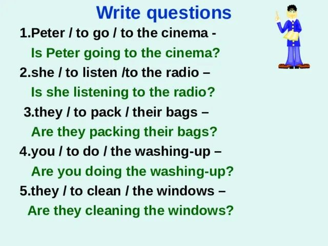 Every Monday Pete go to the Cinema ответы. Предложения с listen to. Предложение с she для 3 класса. To the third question.