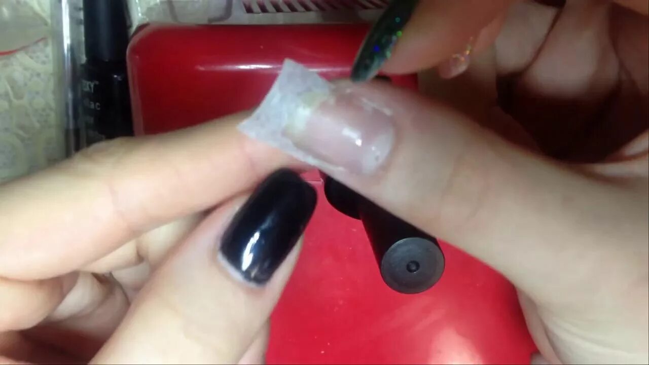 Наращиваю ноготь базой на чайный пакетик / салфетку ! Сама себе наращиваю ноготь