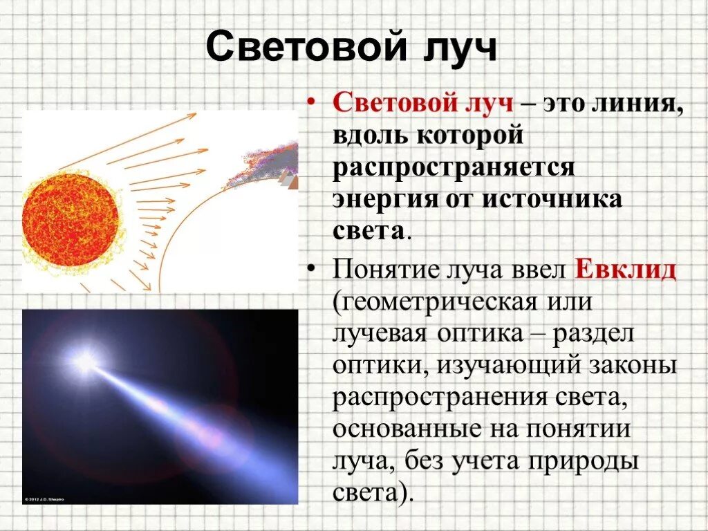 Размер луча света