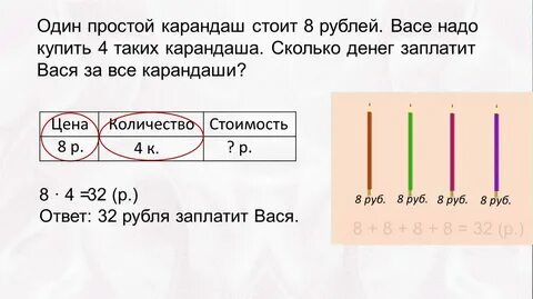 Карандаш стоит рубль и еще половину