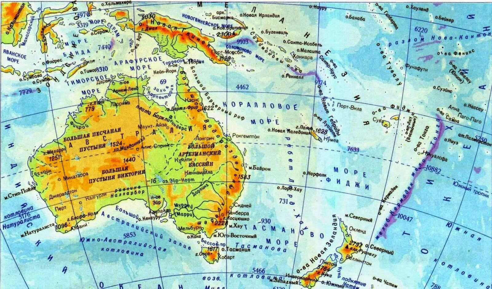Бассов на карте. Физическая карта Австралии и Океании. Австралия физическая карта 7 класс атлас. Карта Австралия и Океания физическая карта. Карта Австралии атлас.