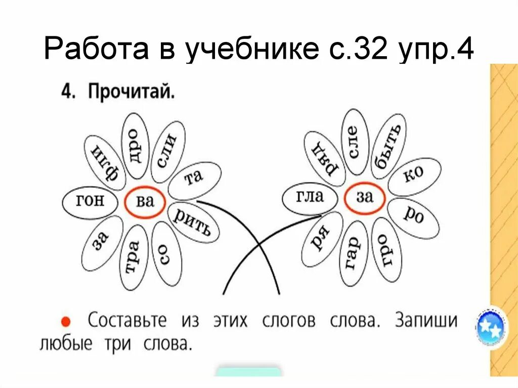 Как можно перенести слово ромашка. Слова на слоги 1 класс. Тема урока слово и слог. Слоги первый класс задания. Задания на слоги 1 класс.