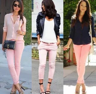 С чем носить розовые джинсы