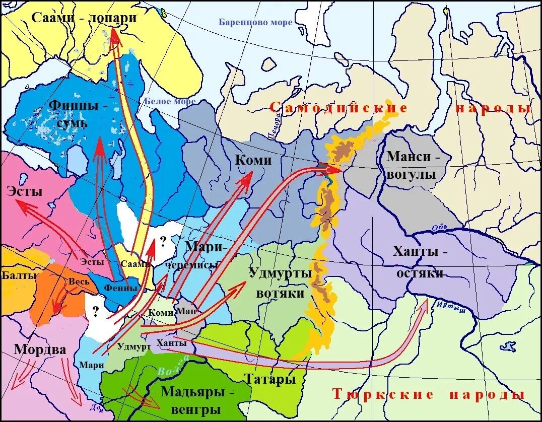 Откуда пришли народы. Территория расселения финно-угорских народов. Карта расселения финно-угорских племен. Финно-угорские племена на карте. Финно угорские племена на карте Руси.