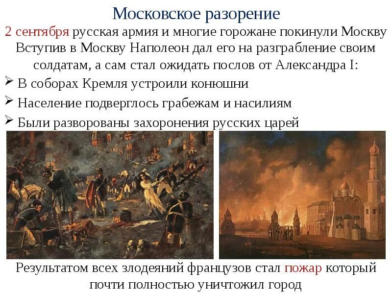 Вступление Наполеона в Москву 1812. Наполеон оставляет Москву.