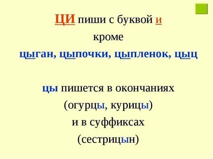 Слова с буквой цы