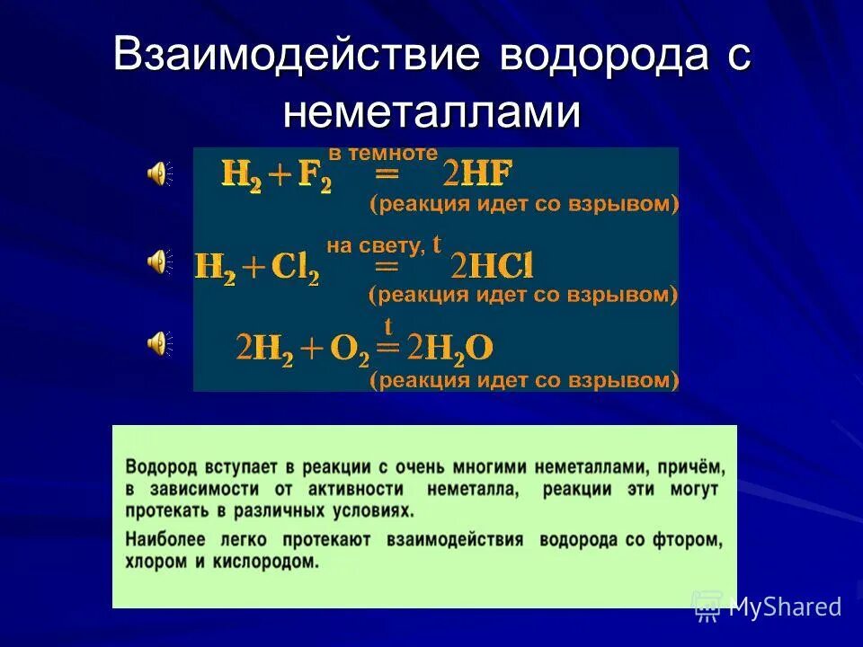 Химические свойства водорода 8 класс кратко. Взаимодействие водорода с неметаллами. Взаимодействие водорода с металлами. Водород взаимодействует с неметаллами. Реакции соединения с водородом.