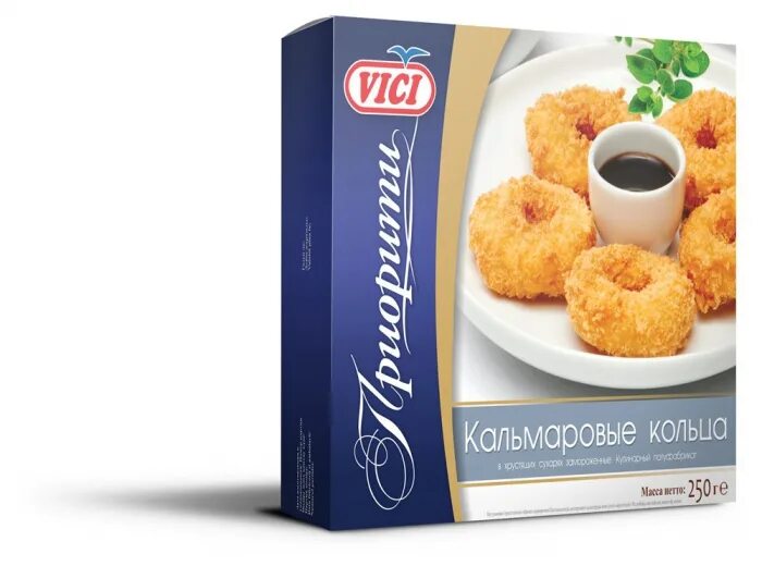 Vici приорити. Кальмаровые кольца в панировке зам. &#039; vici&#039; 750 г.. продукция вичи.