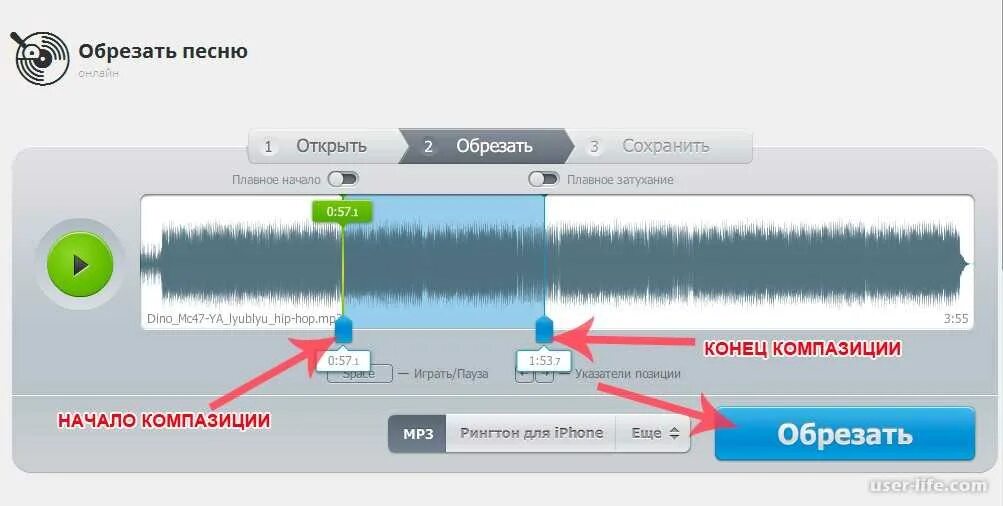 Музыку на телефон обрезки. Обрезка музыки. Как обрезать мелодию. Программа урезать песню.
