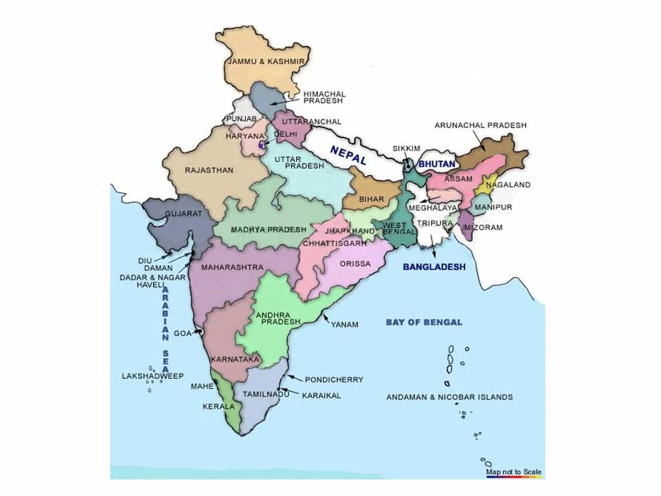 Сколько стран в индии. Индия на карте. Гоа на карте Индии. Политическая карта Индии.