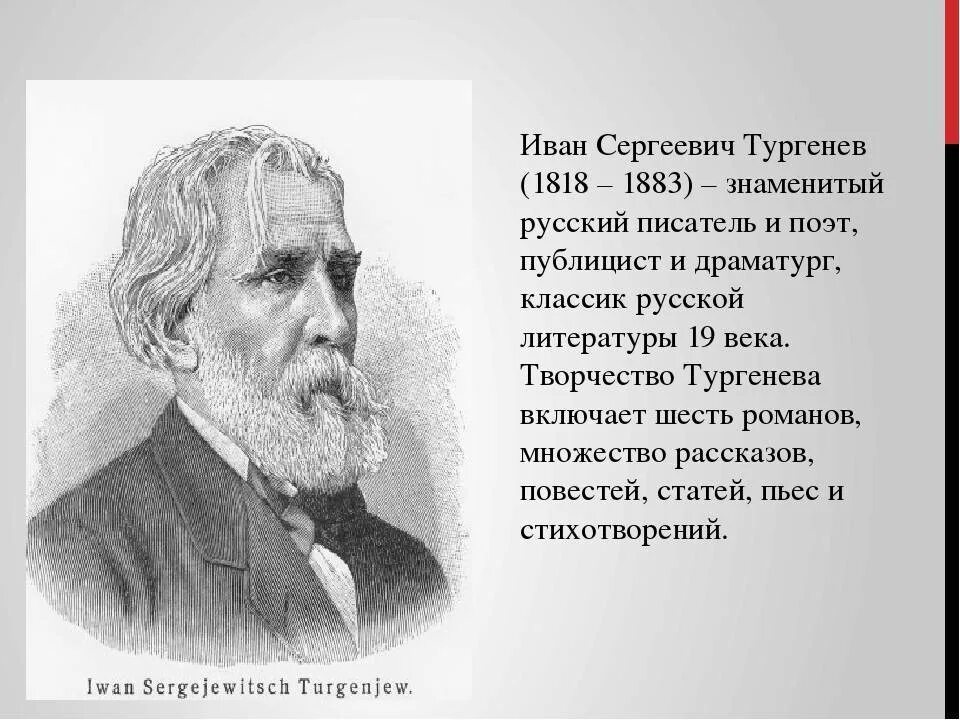 Краткая биография о Иване Сергеевиче Тургеневе. Тургенева синь