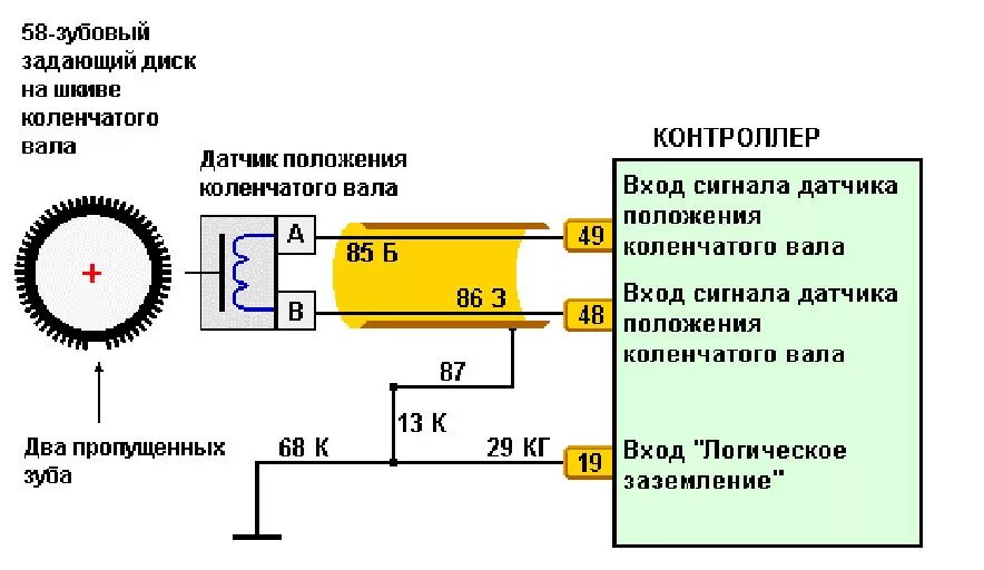 Как проверить питание датчика. Схема подключения датчика коленчатого вала. Датчик положения коленчатого вала схема подключения. ВАЗ 2110 схема подключения датчика коленчатого вала. Схема электропроводки датчика коленвала ВАЗ 2115.